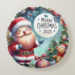 Julpåfyllning med färgad Snögubbe och prydnadsföre Rund Kudde