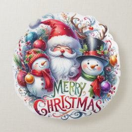 Julpåfyllning med färgad Snögubbe och prydnadsföre Rund Kudde