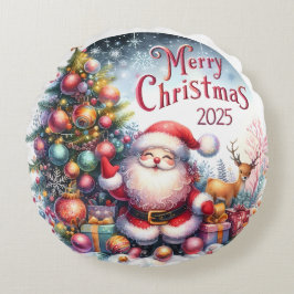 Julpåfyllning med färgad Snögubbe och prydnadsföre Rund Kudde