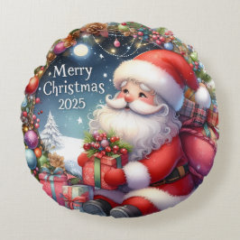 Julpåfyllning med färgad Snögubbe och prydnadsföre Rund Kudde