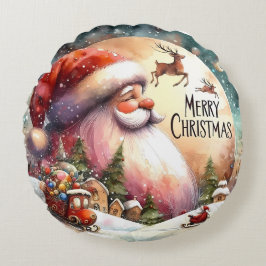 Julpåfyllning med färgad Snögubbe och prydnadsföre Rund Kudde