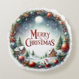 Julpåfyllning med färgad Snögubbe och prydnadsföre Rund Kudde