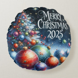 Julpåfyllning med färgad Snögubbe och prydnadsföre Rund Kudde