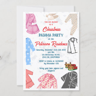 Julpajama party roligt - inbjudan till barn