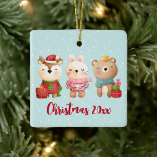 Julpaket - Renar, Bear & Rabbit Julgransprydnad Keramik