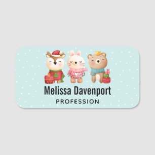 Julpaket - Renar, Bear & Rabbit Namnbricka