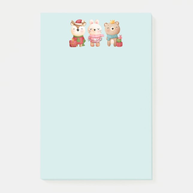 Julpaket - Renar, Bear & Rabbit Post-it Block (Framsida)