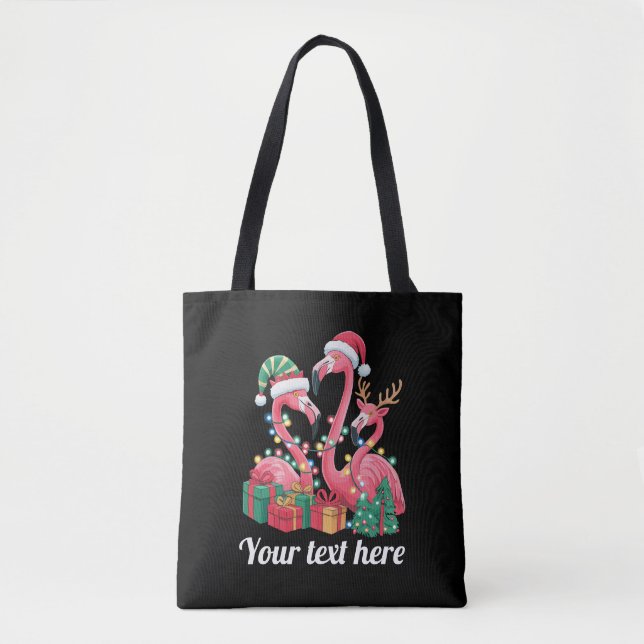 Julpalmer Flamingo Personlig julbelysning  Tygkasse (Framsida)