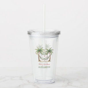 Julpalmer vid kusten med hängmatta take away mugg