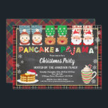 Julpanackor och pyjamas party röd rödspätta inbjudningar<br><div class="desc">All text under "Pancake & Pajama" är redigerbar.
Tema: Julpancakes och pyjamasOccasion: Jul party,  helgdag,  firande,  barns födelsedag,  hemmauppvärmningStil: Söta,  roligaFärger: rött,  grönt,  grått,  festila färgerGrafik: krita,  rödflanor,  pannkaka,  julpajama,  Jultomten,  renar,  snögubbe,  hett kakao,  färgstark typografi.</div>
