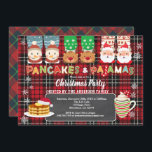 Julpanackor och pyjamas party-rödflanell inbjudningar<br><div class="desc">All text under "Pancake & Pajama" är redigerbar.
Tema: Julpancakes och pyjamasOccasion: Jul party,  helgdag,  firande,  barns födelsedag,  hemmauppvärmningStil: Söta,  roligaFärger: rött,  grönt,  grått,  festila färgerGrafik: krita,  rödflanor,  pannkaka,  julpajama,  Jultomten,  renar,  snögubbe,  hett kakao,  färgstark typografi.</div>