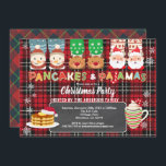 Julpanackor och pyjamas party-rödflanell inbjudningar<br><div class="desc">All text under "Pancake & Pajama" är redigerbar.
Tema: Julpancakes och pyjamasOccasion: Jul party,  helgdag,  firande,  barns födelsedag,  hemmauppvärmningStil: Söta,  roligaFärger: rött,  grönt,  grått,  festila färgerGrafik: krita,  rödflanor,  pannkaka,  julpajama,  Jultomten,  renar,  snögubbe,  hett kakao,  färgstark typografi.</div>