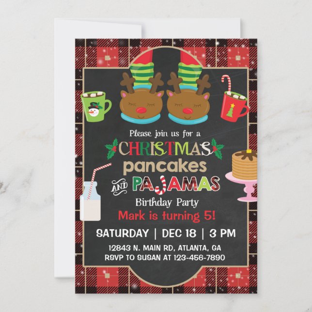 Julpancakes och pyjamas party. inbjudningar (Framsida)