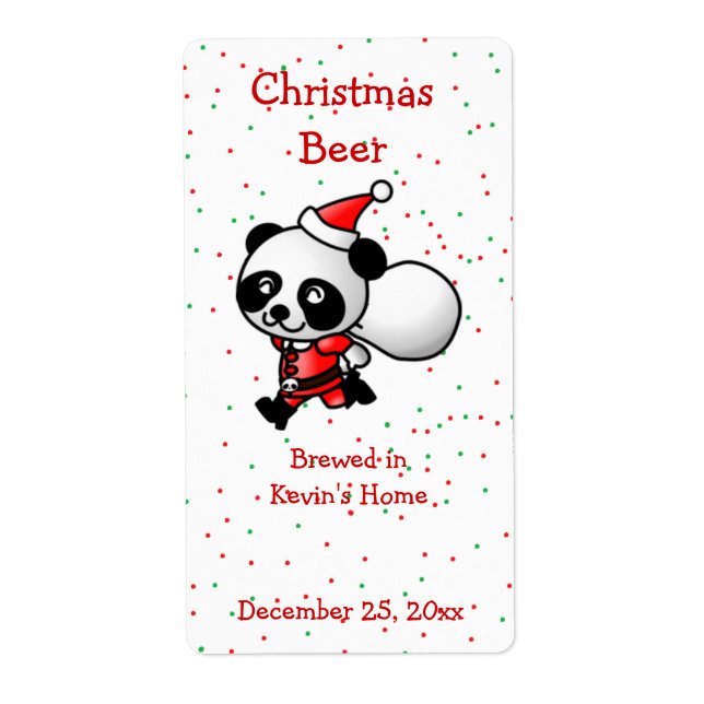 Julpanda Bear Mini Beer-etikett Fraktsedel (Framsidan)