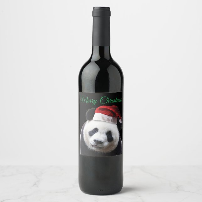 JulPANDA BEAR Vinflaska Etikett (Framsida)