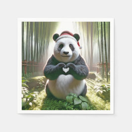 Julpanda Forming a Heart Pappersservett