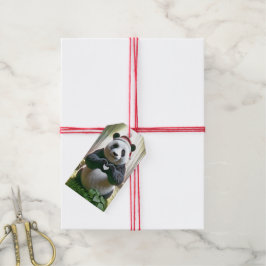 Julpanda Forming a Heart Presentetikett