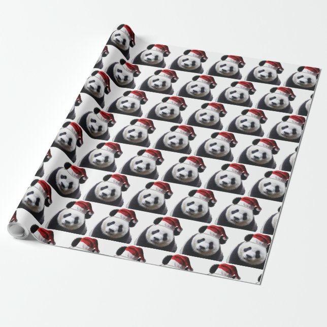 Julpanda med Santa Hat Presentpapper (Utrullad)