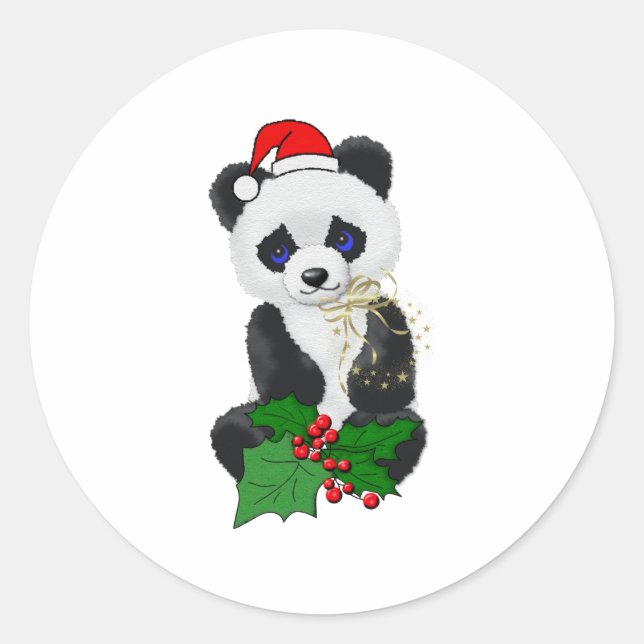 Julpanda Runt Klistermärke (Framsida)