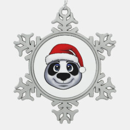 Julpanda Snöflinga Pewter Julgransprydnad
