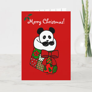 Julpanda Stocking Helgkort