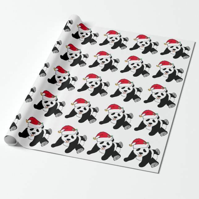 Julpandabjörn i Santa Hat Cute Kids Presentpapper (Utrullad)