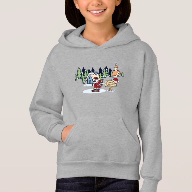 Julpandas surfare på skateboard t shirt (Framsida)
