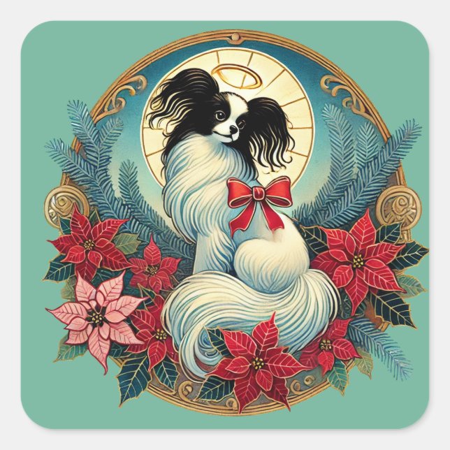 Julpapillon Fyrkantigt Klistermärke (Framsida)