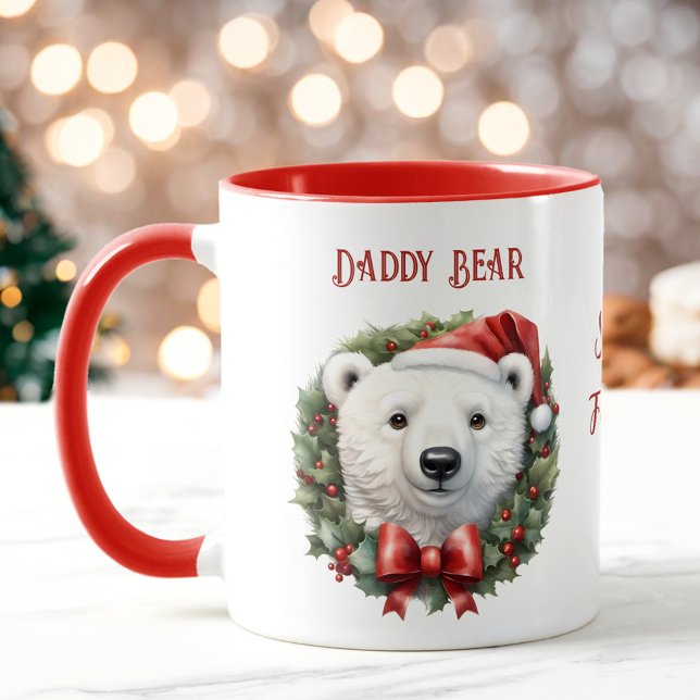 Julpappa-Polarna Bear Namn Mugg (Christmas Daddy Polar Bear Name Mug)