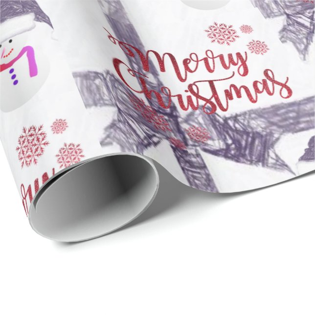 Julpapper God Jul Snömannen (Rullad Hörn)