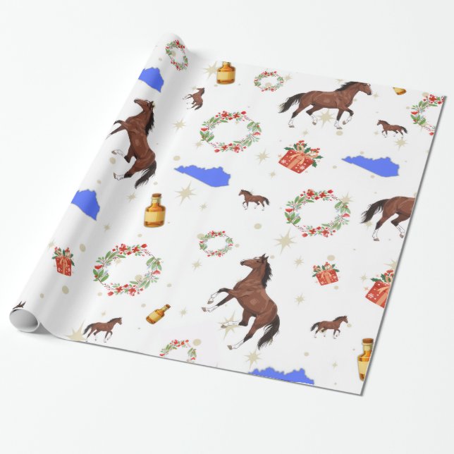 Julpapper med hästar från Kentucky (Utrullad)