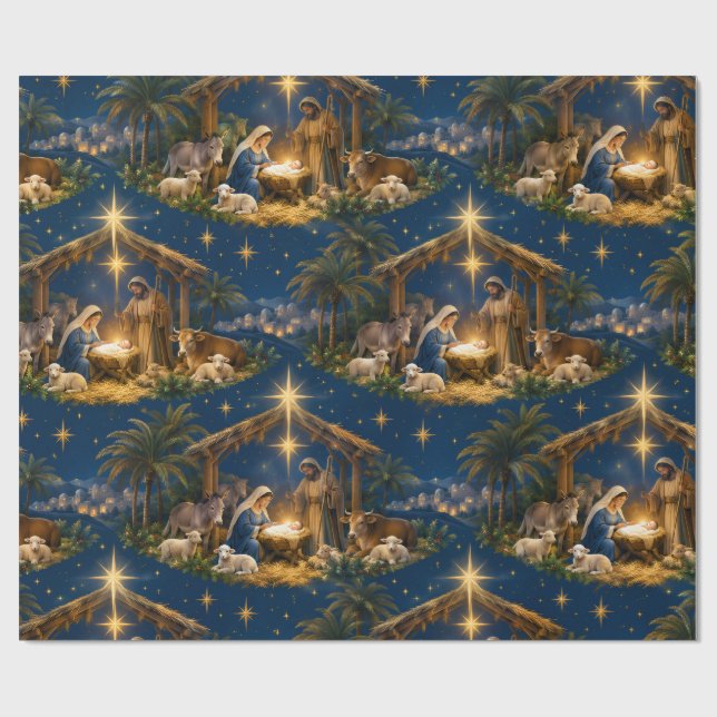 Julpapper med julkrubba (Platt)