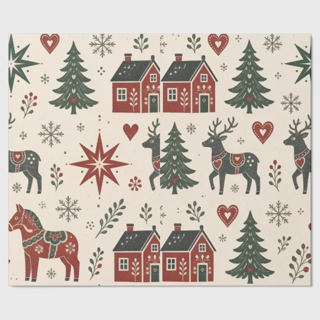 Julpapper med renar  (Seam)