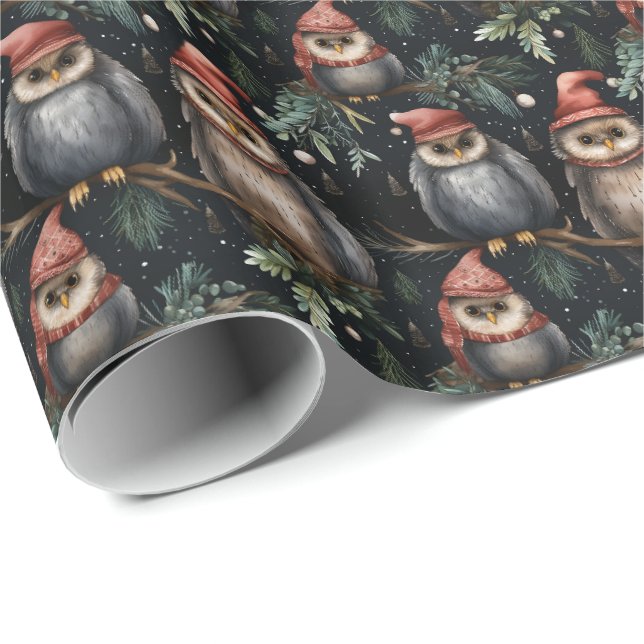 Julpapper med Santa Ugglor (Rullad Hörn)