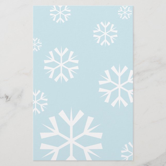 Julpapper med vita snöflingor brevpapper (Framsida)