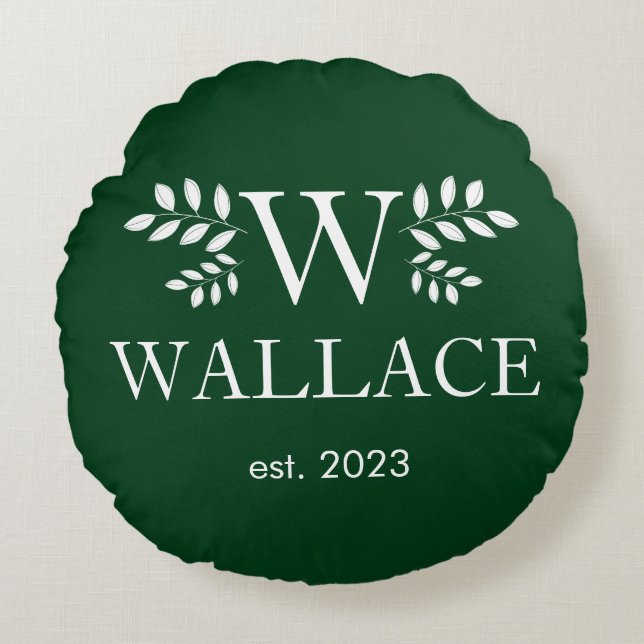 Julpar julmonogram nygifta foto  rund kudde (Framsidan)