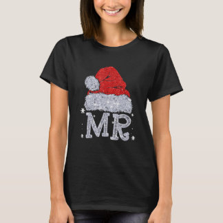 Julparet Matching Mr. och Santa Hat Xma T Shirt