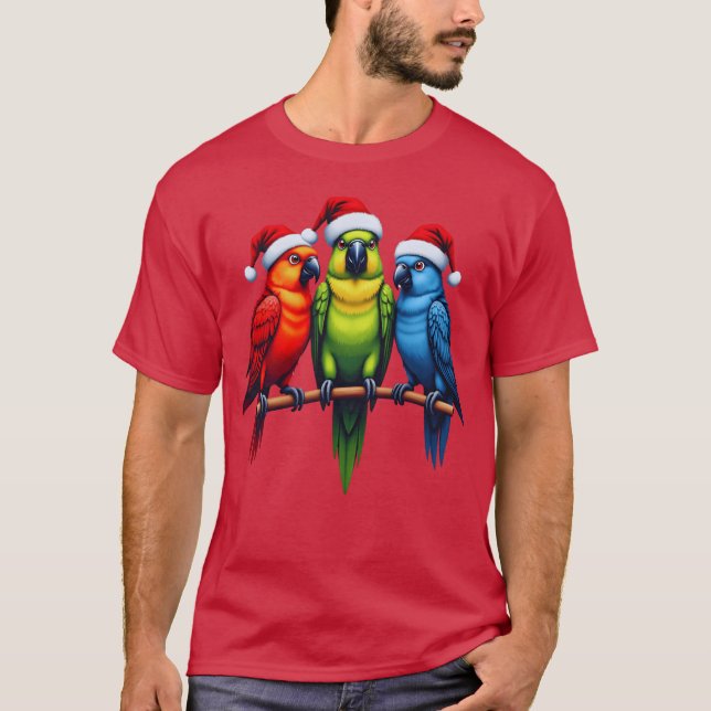 Julparrots Santa Funny Julafton Bird Vacation g T Shirt (Framsida)