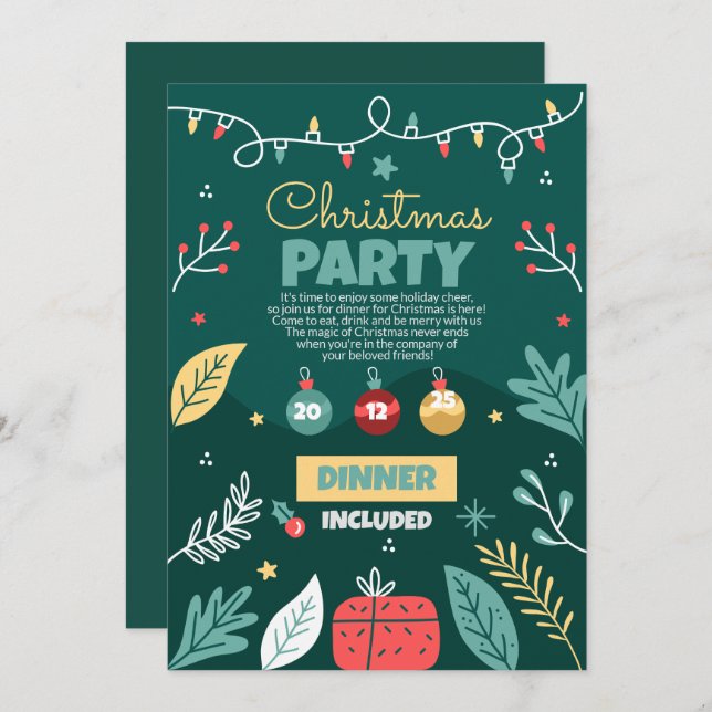 Julpartiets inbjudan, Julfest Inbjudningar (Fram/baksida)