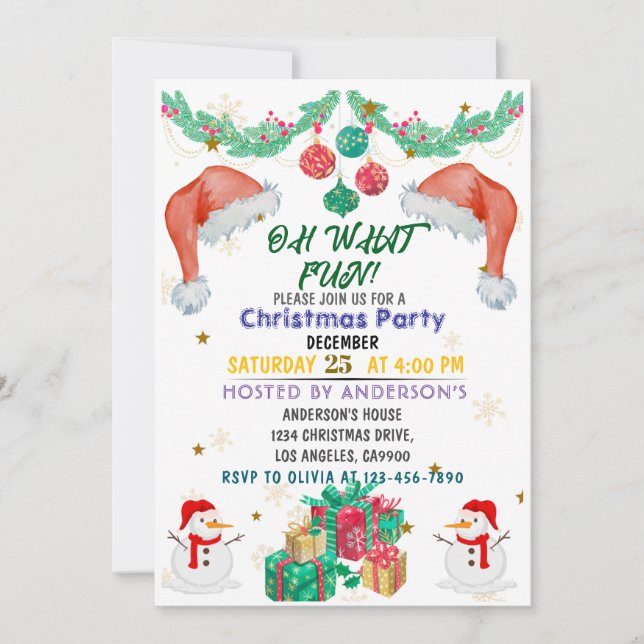 Julpartiets inbjudan Kids Helgdag Santa Hat (Framsida)