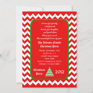 Julpartiets inbjudan Red and White Chevron