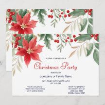 Julpartiets inbjudan Red Poinsettia