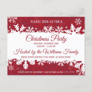 Julpartiets inbjudan Red Rustic Snowflake