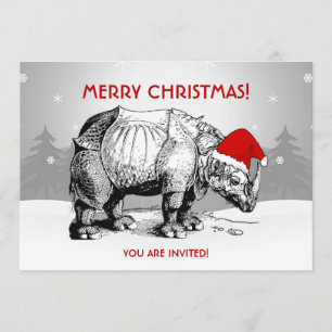 Julpartiets inbjudan Rhino Santa Hat Funny
