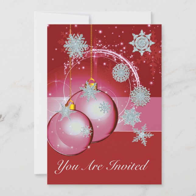 Julpartiets inbjudan Röd, prydnadssnöflake (Framsida)