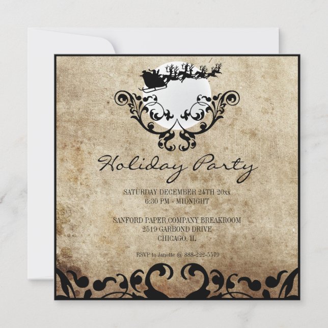 Julpartiets inbjudan - Santa och Renor (Framsida)