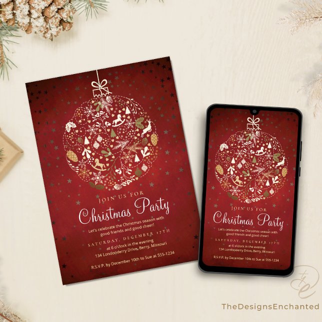Julpartiets inbjudan till Helgdag Firande (Christmas Party Invitations, Holiday Celebration announcement Cards by TDE)