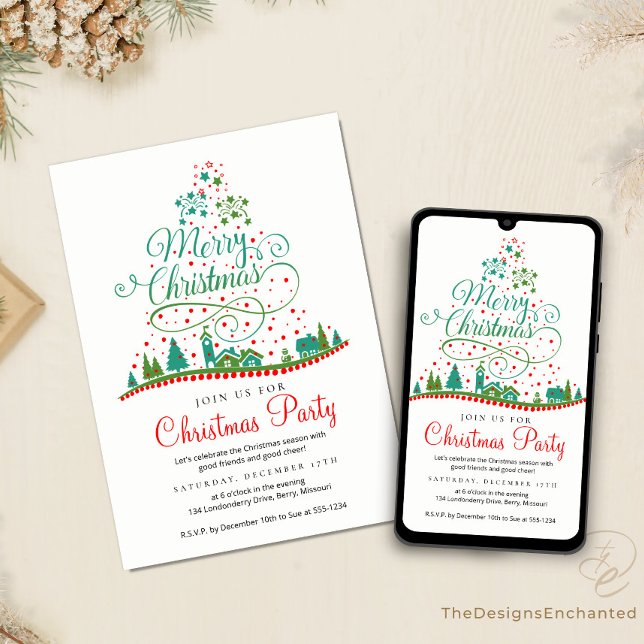 Julpartiets inbjudan till Helgdag Firande (Christmas Party Invitations, Holiday Celebration announcement Cards by TDE)