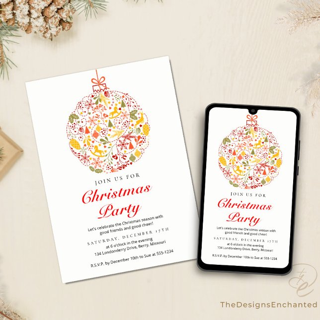 Julpartiets inbjudan till Helgdag Firande (Christmas Party Invitations, Holiday Celebration announcement Cards by TDE)