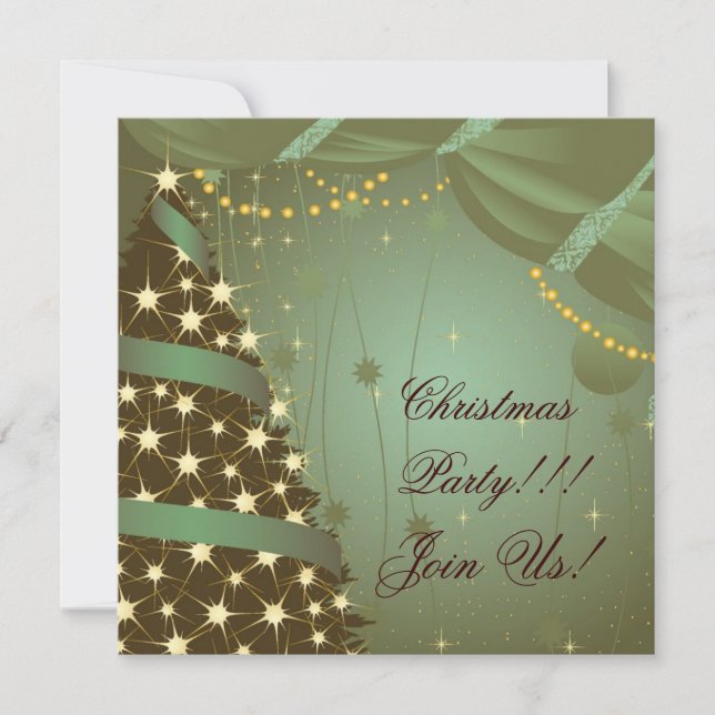 Julpartiets inbjudan Träd och Curtain (Framsida)